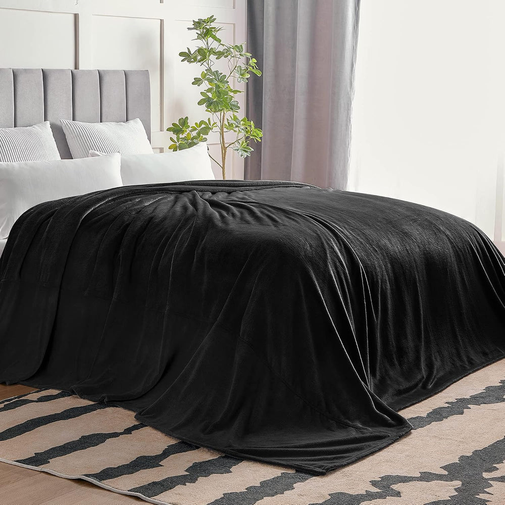 BEDELITE Fleece Blanket Soft Plush Oversized Bed Blanket Black 120"x120&...