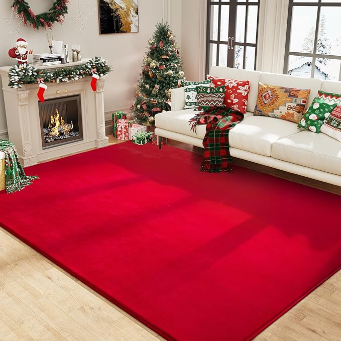 Amearea Large Modern Area Rugs for Bedroom Living Room, 6x9 Feet Red Thickened - Image 7