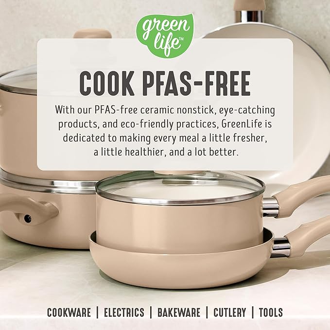 GreenLife 2-Piece Nonstick Frying Pan Set, 8” & 10” Skillets, Non-Toxic Ceramic - Image 8