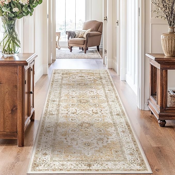 AMADA HOMEFURNISHING 2'6"x10' Washable Area Rug, Low-Profile Entryway Rug - Image 7