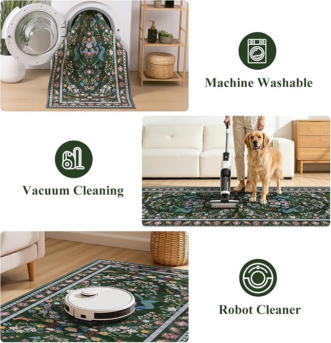 HEBE Washable Hallway Runner Rug 2'x 6' Non Slip Kitchen Rugs Runner, Low Pile - Image 5