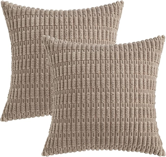 MIULEE Pack of 2 Corduroy Decorative Euro Sham Throw Pillow Covers 24x24 Inch - Image 6