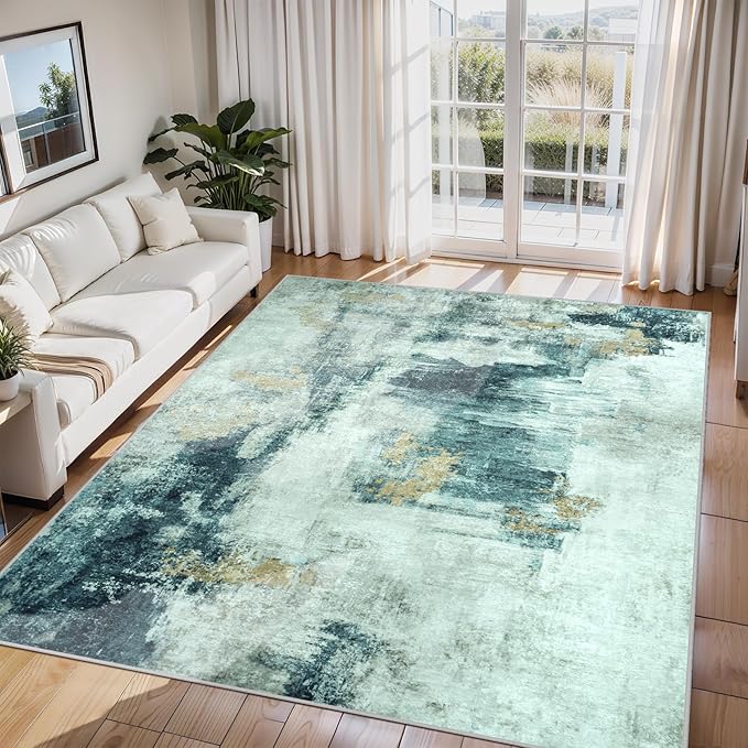 6x9 Area Rugs for Living Room Rug Washable: Abstract Rug for Dining Room by Aelenmu