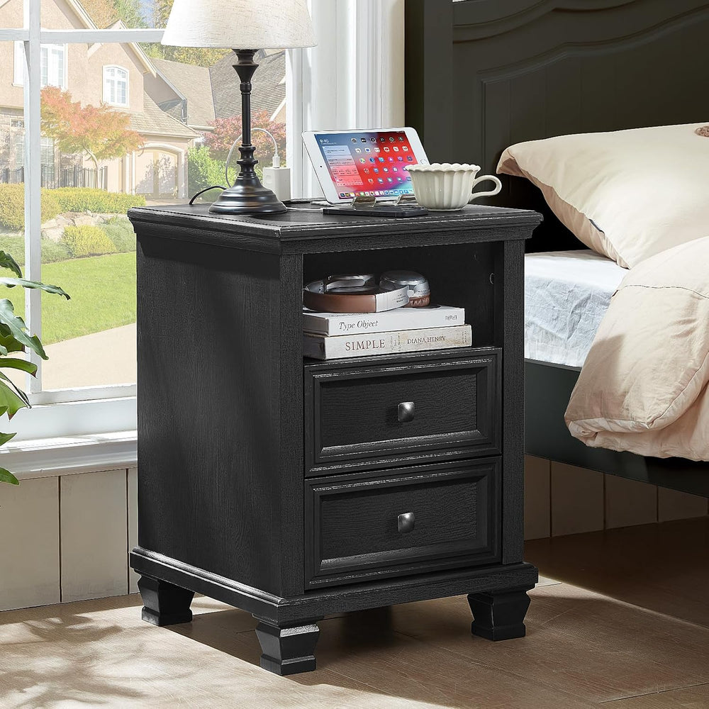 SAVOR LIFE Farmhouse Dresser and Nightstand Set of 2, Black