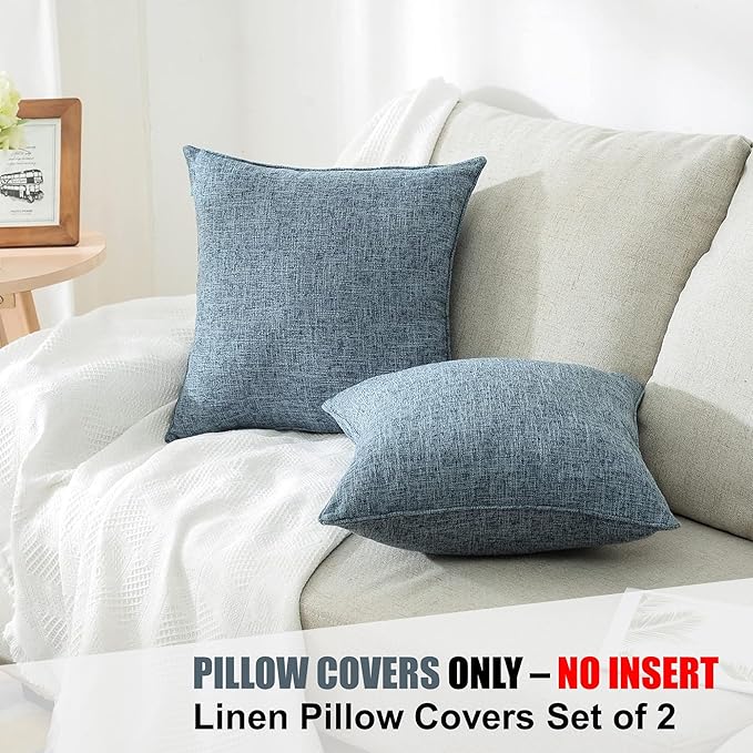 HPUK Linen Throw Pillow Covers Pack of 2, 20x20 Inch Accent Cushion Covers - Image 3