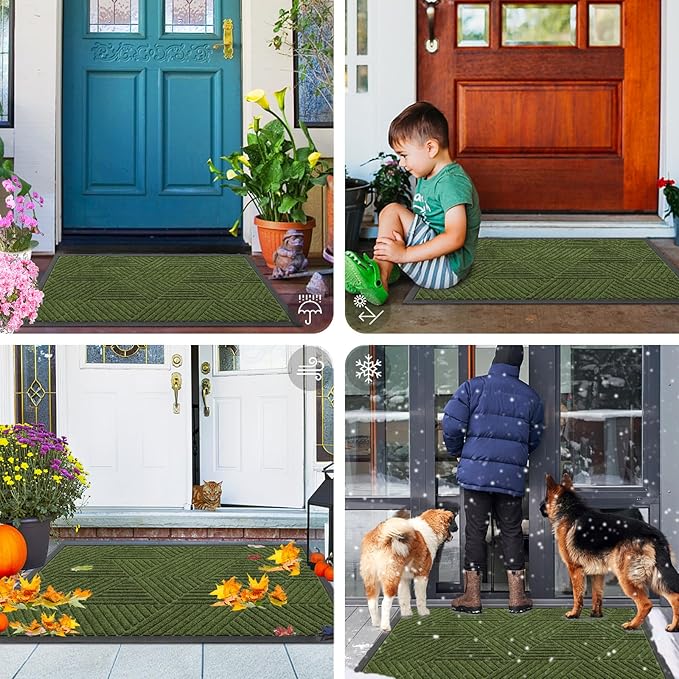 Smiry Front Door Mat Outside Entrance, Heavy Duty Sturdy Natural Rubber Doormat - Image 7