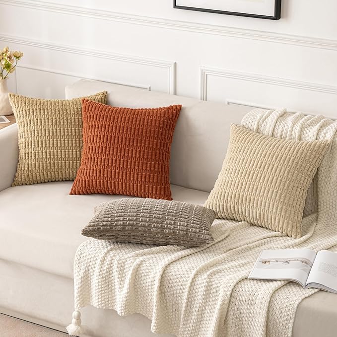 MIULEE Pack of 2 Corduroy Decorative Throw Pillow Covers 18x18 Inch Soft Boho - Image 4