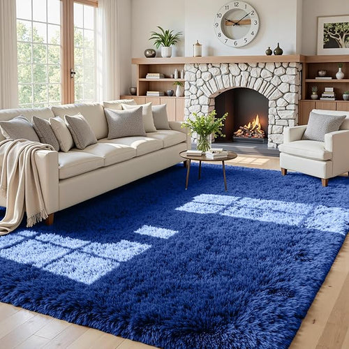 5x8 Area Rugs for Living Room: Soft Fluffy Shag Blue Rugs for Bedroom, Non Slip by CarpetAddColortoYourLife
