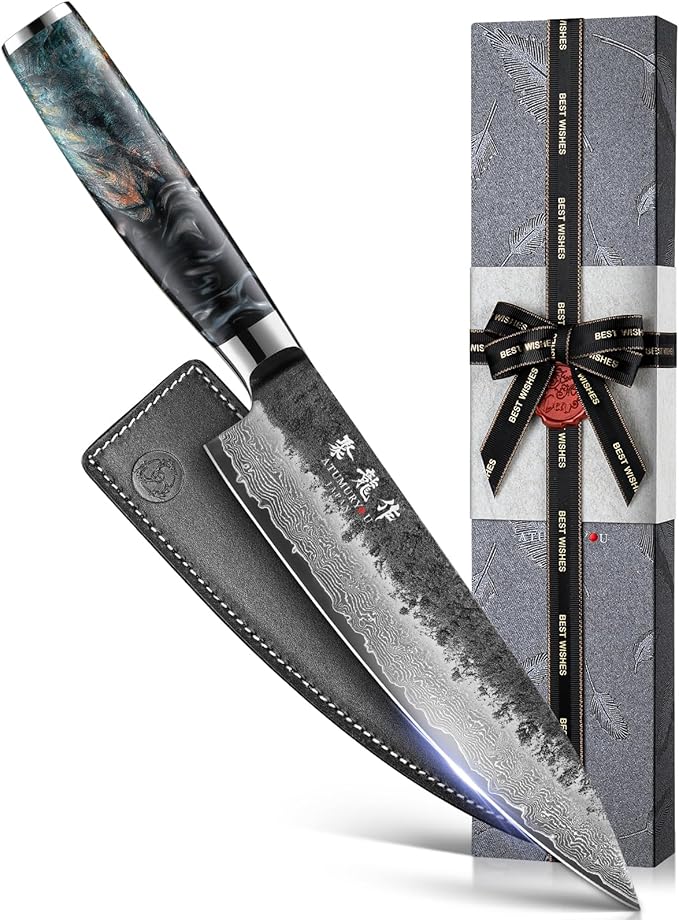 Japanese Chef Knife 8'', Hand Forged 67-Layer Damascus VG10 Core Kitchen Knife by Atumuryou