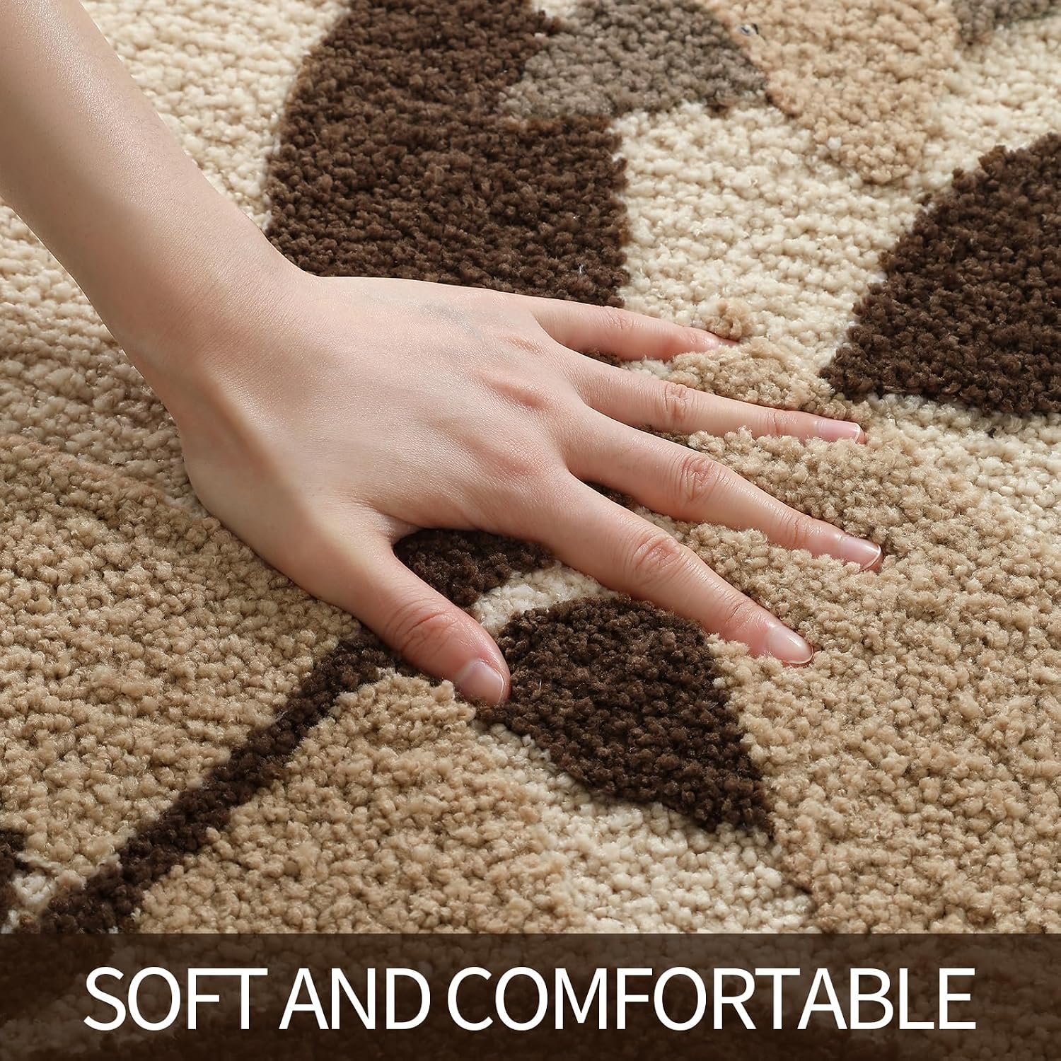 Brown Bathroom Rug Set 2 Piece, Non-Slip Strong Water Absorbent Plush Microfiber Bath Mat Set, Machine Washable Bathroom Floor Mat Cute Shower Bathmat Indoor Doormat (20"x32"+20"x32")