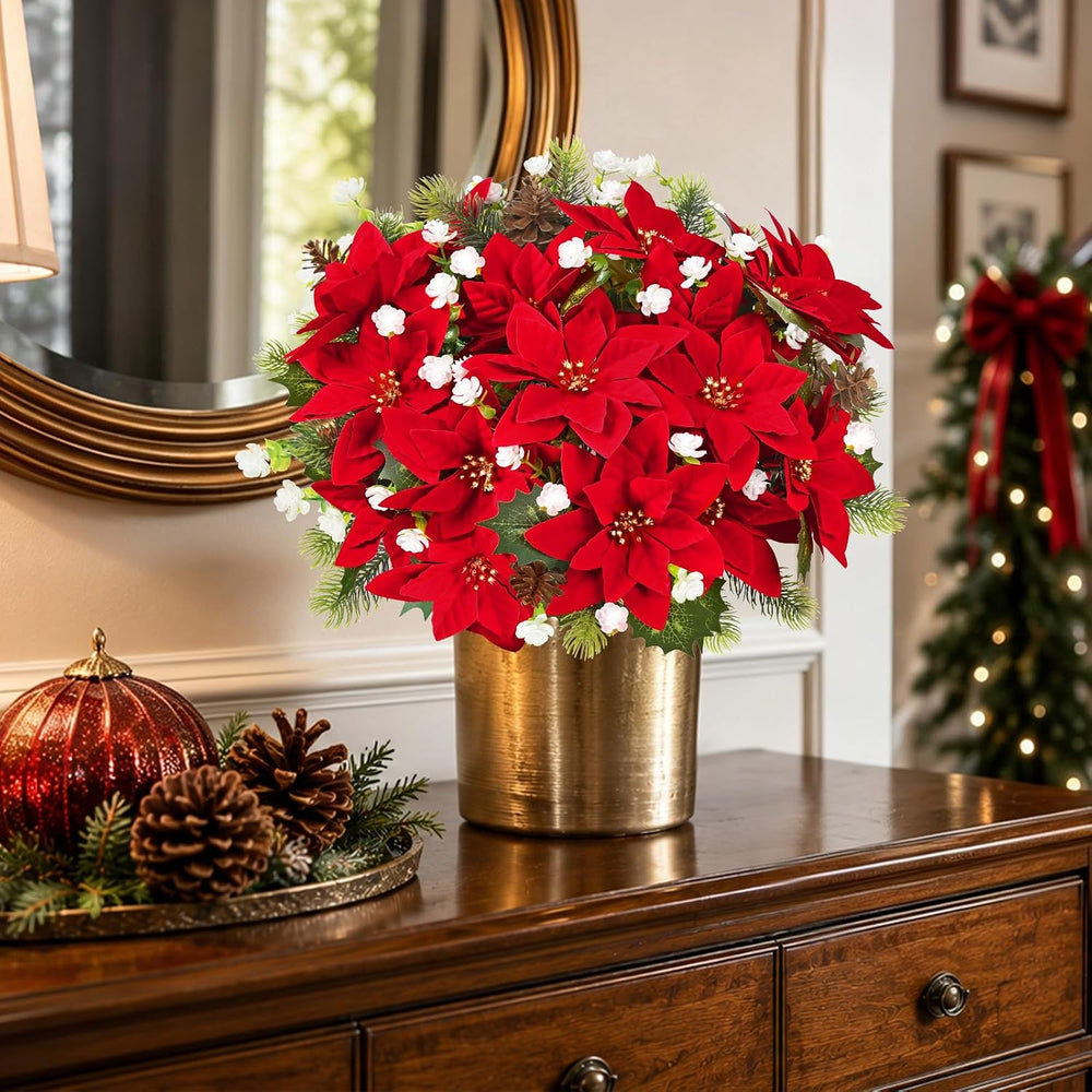 36 Pack Poinsettias Flowers Artificial Christmas Flowers for Outdoors, 14'...