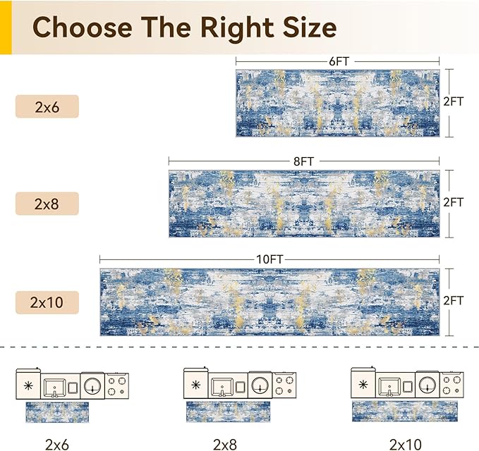 Washable Area Rugs 2'x8' Non-Slip Modern Abstract Soft - Image 2