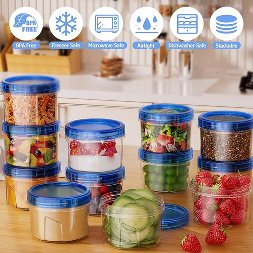 12 Pack-16 OZ Freezer Storage Containers, Small Plastic Containers - Image 2