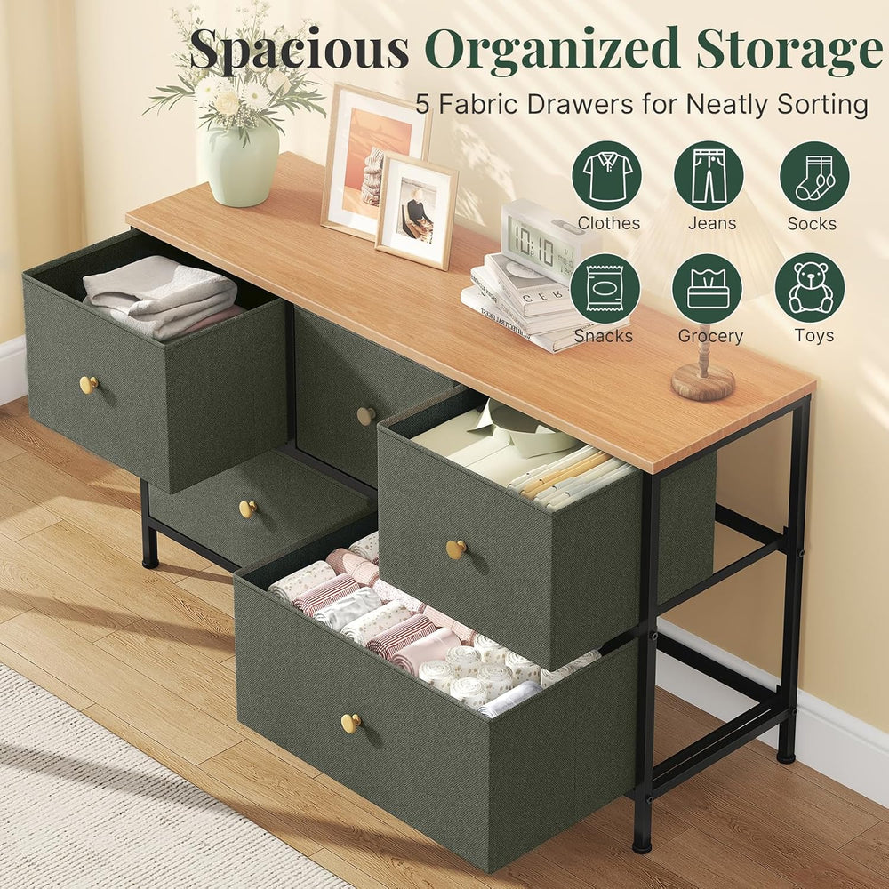 5-Drawer Fabric Dresser for Bedroom, Storage Organizer for Closet