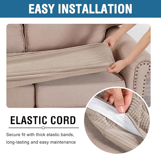 H.VERSAILTEX Super Stretch Individual Seat Sofa Covers Couch Slipcover Sets - Image 5