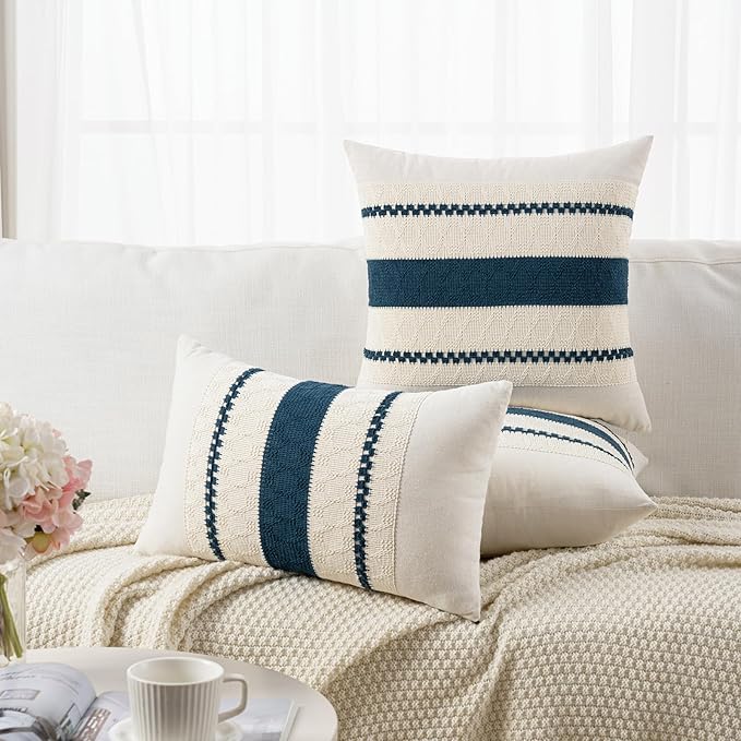 Fancy Homi Set of 1 Boho Teal Lumbar Decorative Throw Pillow Cover 12x20 Inch - Image 5