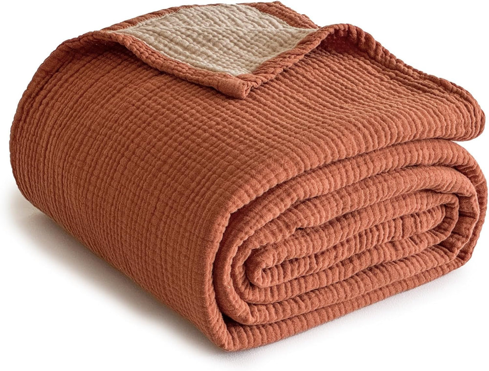 Simple&Opulence 100% Cotton Muslin Blanket King Size, Lightweight Breatha...
