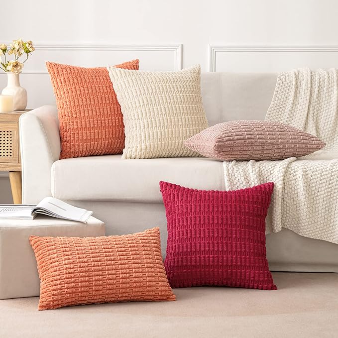 MIULEE Pack of 2 Corduroy Decorative Throw Pillow Covers 18x18 Inch Soft Boho - Image 3