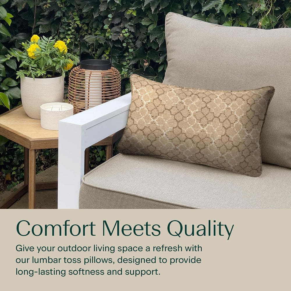 Honeycomb Outdoor Lumbar Pillows for Patio Furniture, 22 x 12, 2-Pack