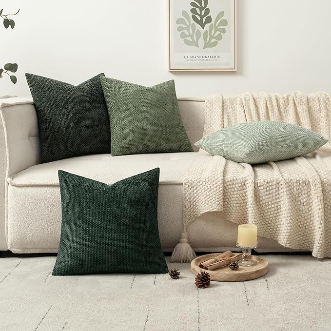 MIULEE Pack of 4 Couch Throw Pillow Covers 18x18 Inch Green Soft Decorative - Image 5