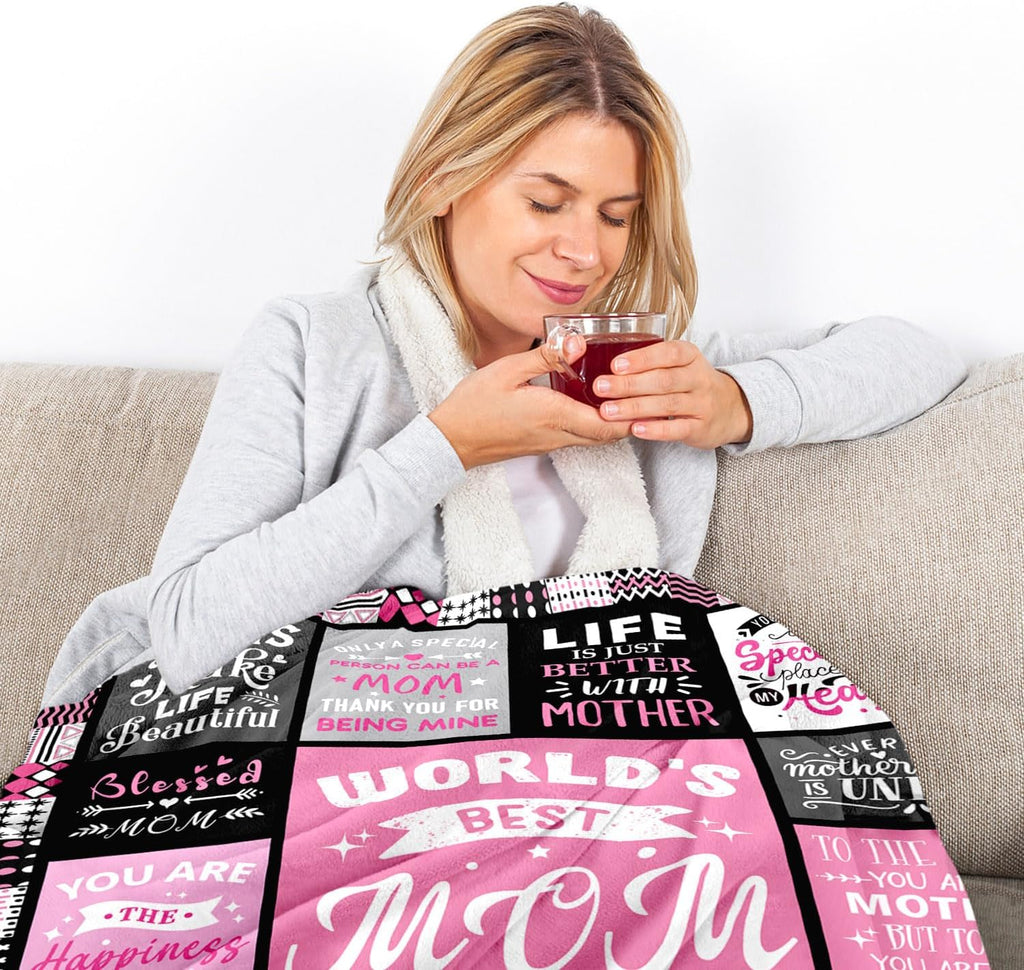 Mom Birthday Gifts from Daughter, Best Mom Ever Blanket 60"x80" | Soft Cozy Keepsake for Christmas, Valentine's Day, Mother's Day and More
