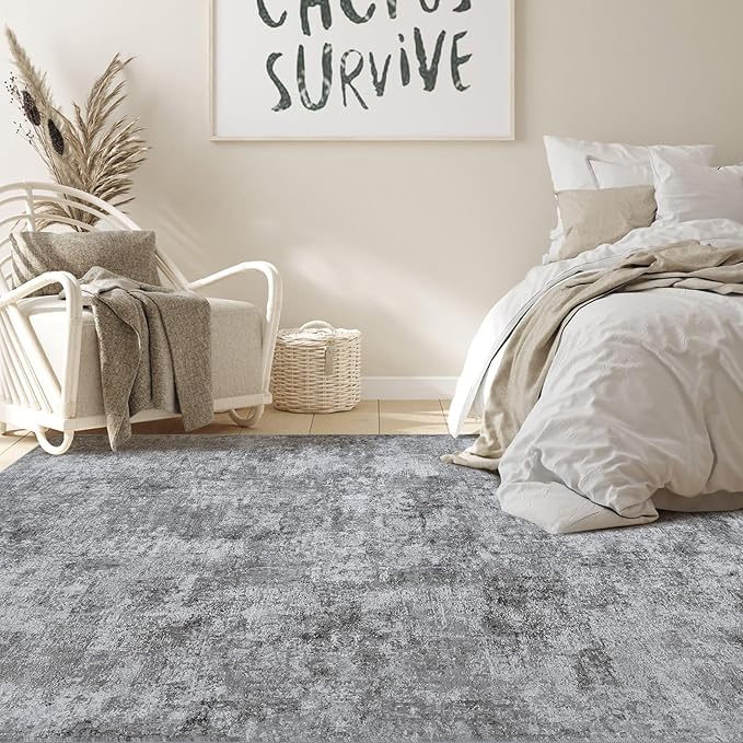 Nakagishi 5x7 Area Rugs Living Room: Washable Abstract Large Neutral Soft Rug - Image 4