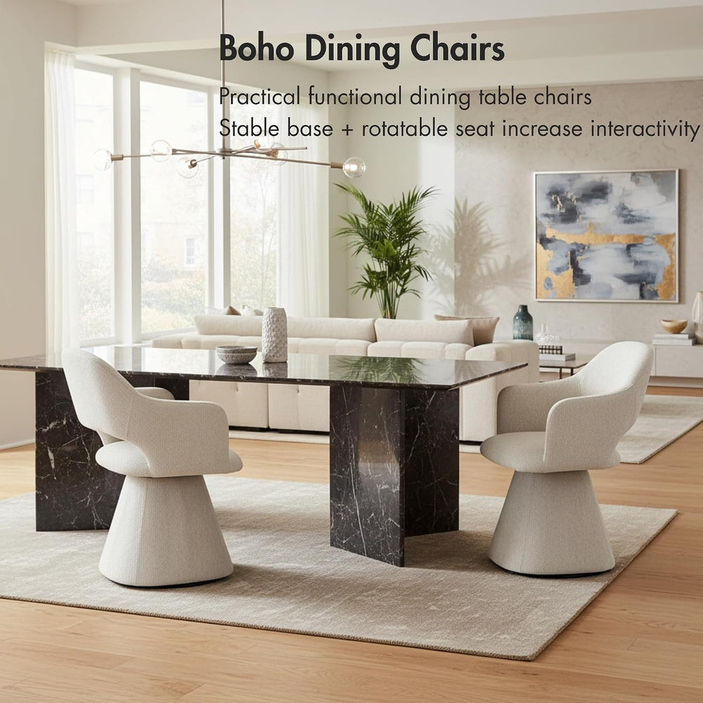 Hyfirm Swivel Dining Chair with Arms, Beige Chenille, 1PC