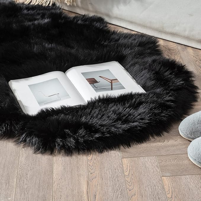 MIULEE Luxury Super Soft Fluffy Area Rug Faux Fur Sheepskin Rug Decorative - Image 3