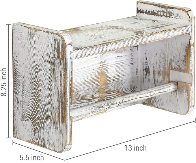 MyGift Farmhouse Paper Towel Holder, Shabby Whitewashed Wood Farmhouse Wall - Image 5