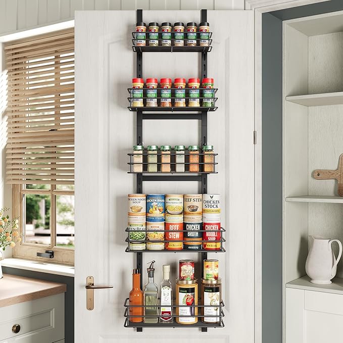 5-Tier Over the Door Pantry Organizer, Cabinet Door Organizer, Kitchen Pantry - Image 2