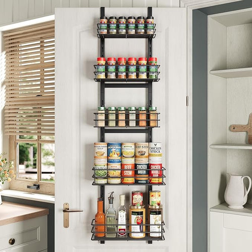 5-Tier Over the Door Pantry Organizer, Cabinet Door Organizer, Kitchen Pantry - Image 2