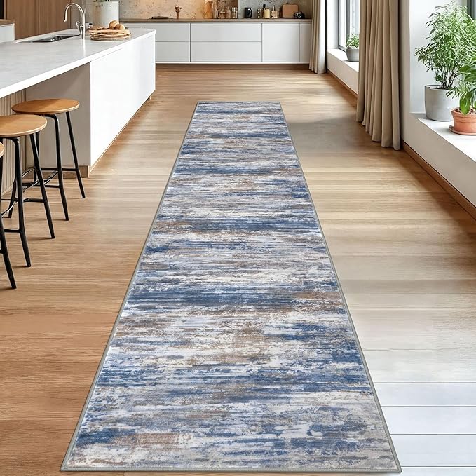 KOZYFLY Modern Abstract Washable Rug Runner 2.6x14 Hallway Rug Runner Non-Slip - Image 3