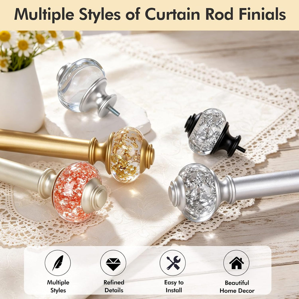 USFOOK Silver Curtain Rod 32 to 58 Inch, Decorative Drapery Rods, 2 Pack