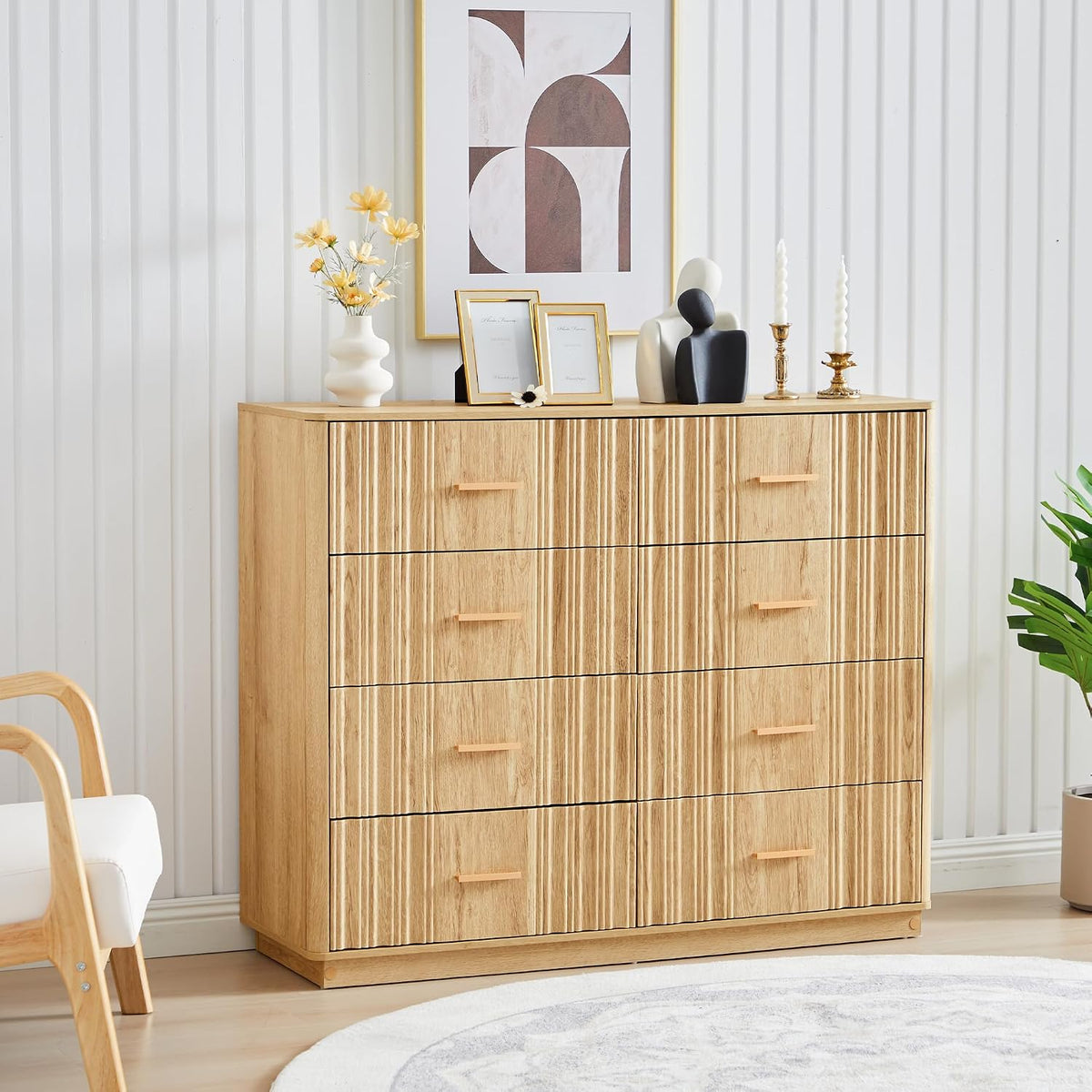 fluted dresser for bedroom with 8 drawers, 47", main product view