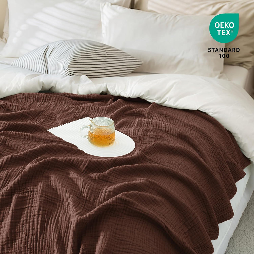 Carriediosa 100% Cotton Muslin Throw Blanket 90 x 90 Summer Gauze for Adult