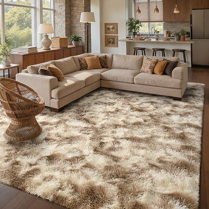 8x10 Ft Extra Large Shag Rugs for Living Room, Tie Dyed Ultra Soft Fluffy Furry by Cuzwlovita