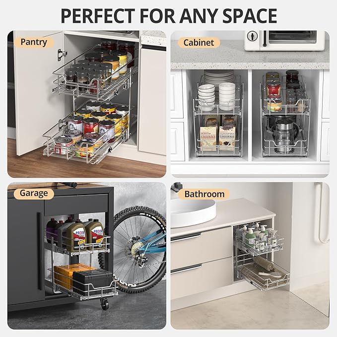 ZOINLIY Pull Out Cabinet Organizer, Versatile Slide Out Kitchen Organizers and