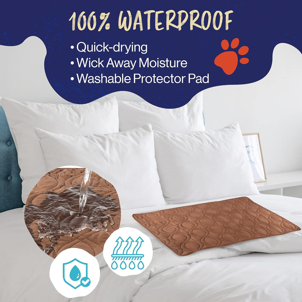 PETMAKER Waterproof Pet Mat - 36x28 Partial Couch Covers for Dogs, Cats, or Kids - Quilted Non-Slip Furniture Protector Pad (Brown)