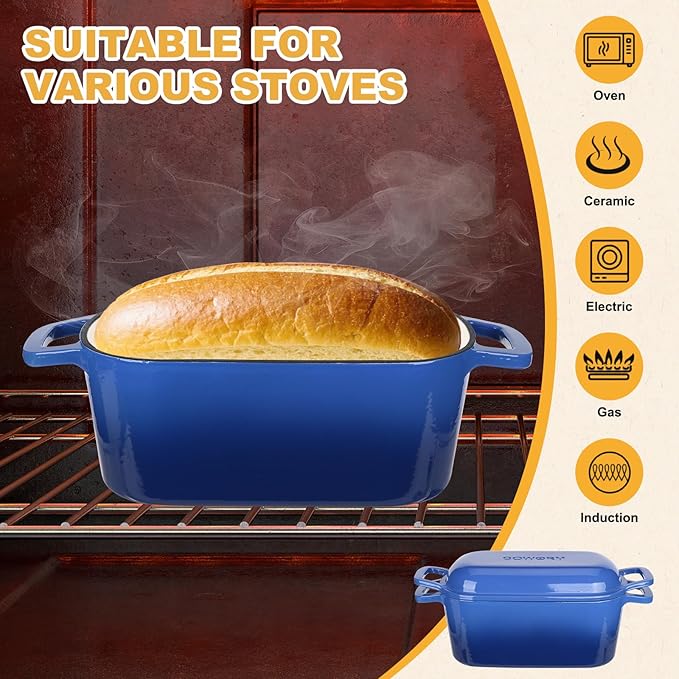Enameled Dutch Oven for Sourdough Bread Baking, 3.6QT Oval Cast Iron Bread Pan - Image 4