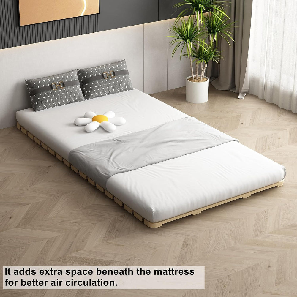 Foldable Floor Bed Frame for Japanese Futon Mattress Full Size