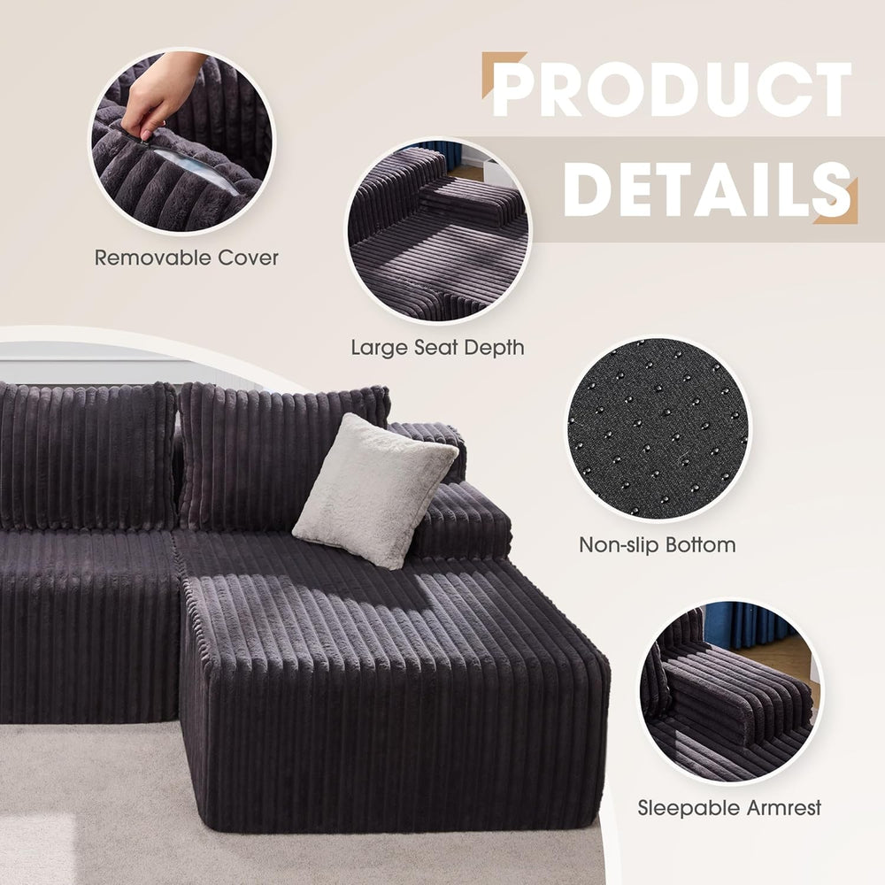 Hobestluk Boneless Couch Modular Sectional Sofa L-Shape Cloud Couch Lounge | ...