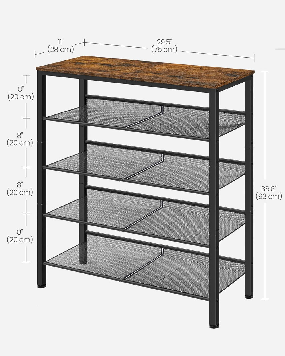 VASAGLE Shoe Rack for Entryway, 5-Tier Shoe Rack Organizer with Storage Shelv...