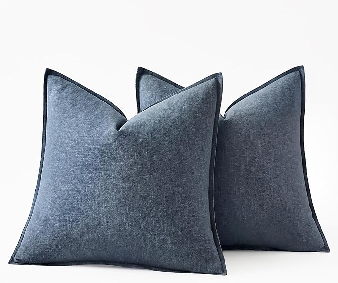MIULEE Decorative Linen Euro Sham Pillow Covers 26x26 Inch Blue Ashes Boho - Image 7