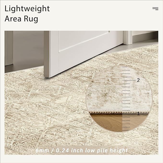 6x9 Area Rug for Living Room Floral Washable Non-Slip Modern Rugs for Bedroom - Image 7