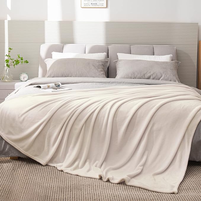 BEDELITE Fleece Blankets Queen Size Beige Throw Blankets - Image 8