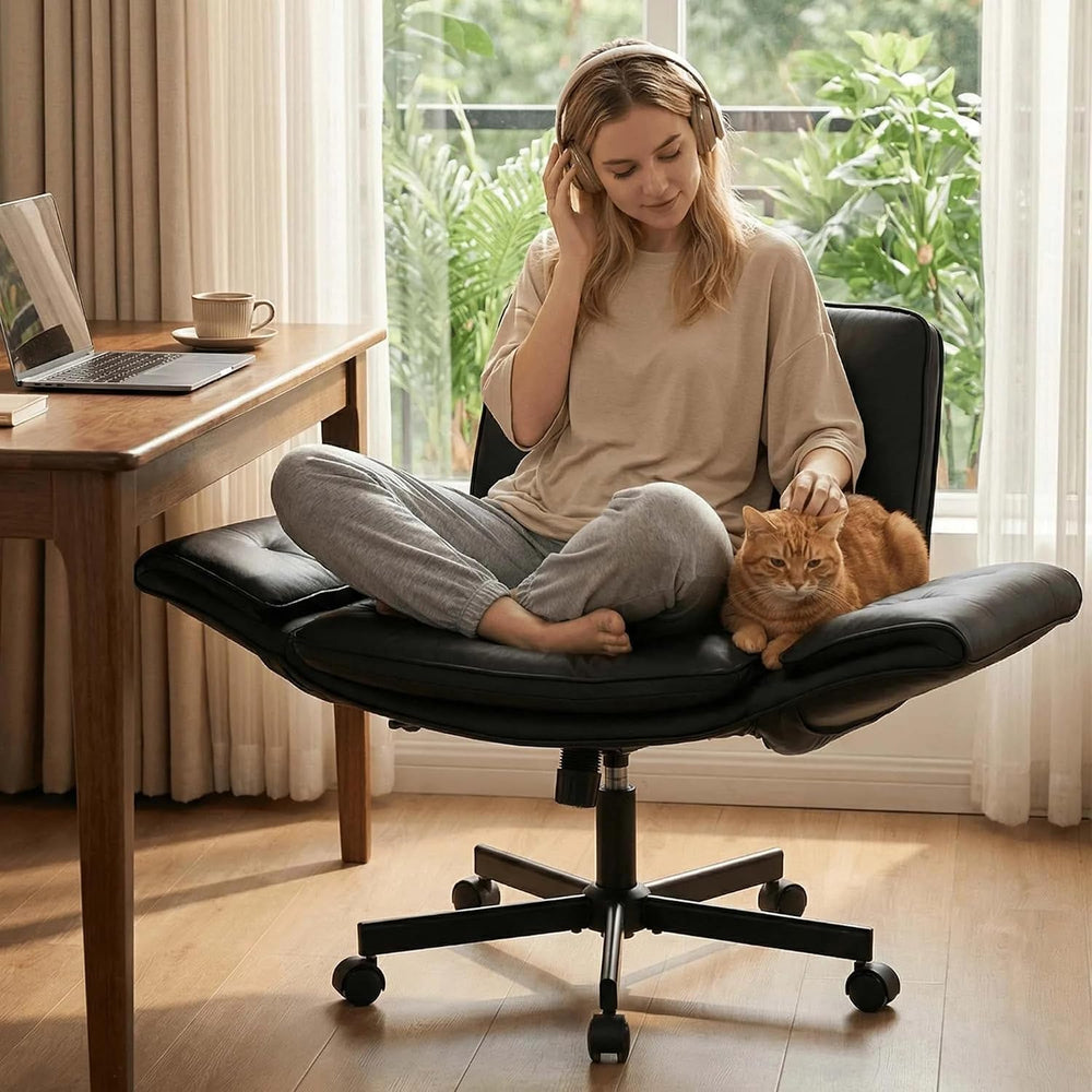Criss Cross Chair with Lumbar Airbag & Folding Arms Relieve Back Pain, Wi...