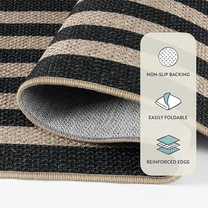 Lahome Enfys Modern Geometric Easy Jute Outdoor Rug, 5x7 Patio Living Room Rug - Image 5