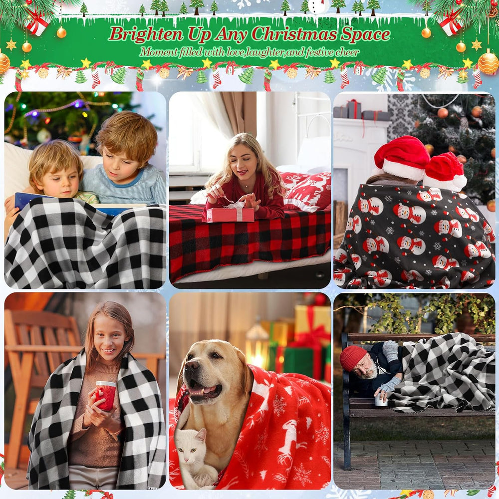 Preboun 6 Pcs 50 x 60 Inch Fleece Throw Blanket Bulk, Christmas