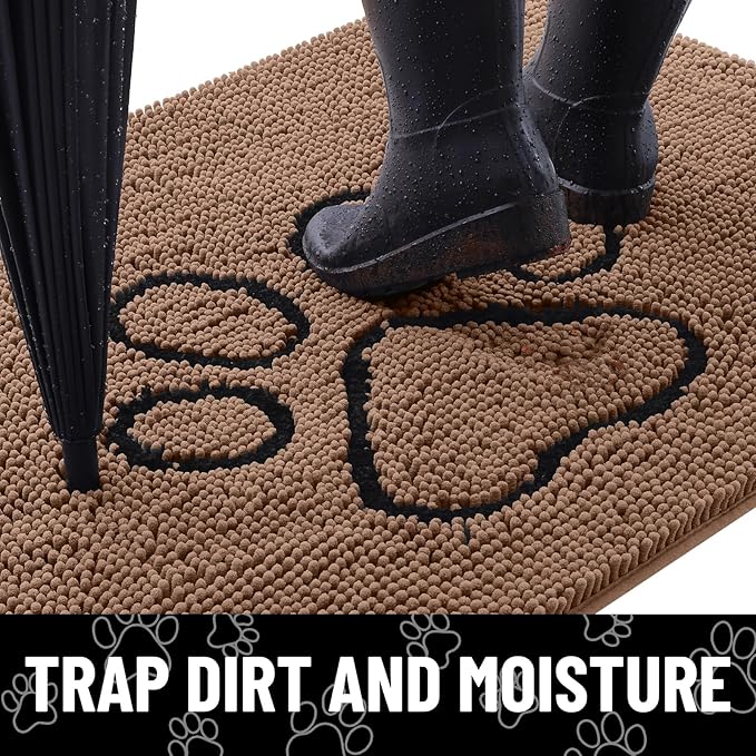 Smiry Dog Door Mat for Muddy Paws, Absorbent Dirt Trapper Non Slip Quick Dry - Image 2