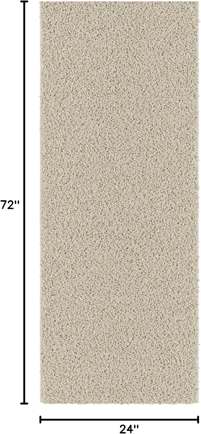Ottomanson 2' x 6' Shaggy Runner Rug - Plush & Cozy Non-Slip Carpet for Bedroom, Living Room, Bathroom & Entryway - Durable & High-Traffic Friendly for Hallways & Dorms, Cream
